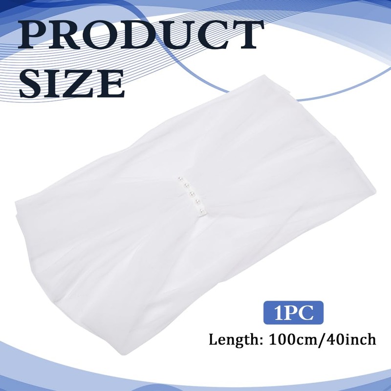 MAYJOYDIY White Tulle Scarves, Real White