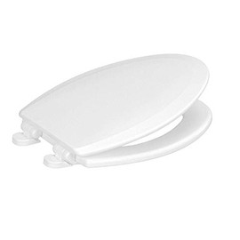 Centoco 900-301 Elongated Wooden Toilet Seat, Heavy Duty Molded Wood with Centocore Technology, Crane White (Cotton/Bright)