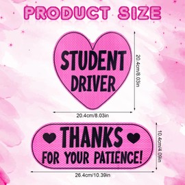 2pcs New Driver Car Decal, Thanks for Your Patience Student Magnet Driver Sign Student Driver Pink Sticker for New Student Drivers (Student Driver)
