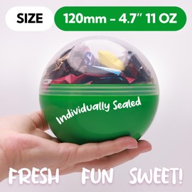 Candy Variety Pack in Giant Clear-Colored Round Capsule - Assorted Candy Individually Wrapped 20 pcs 12 OZ (Chocolate, Crunchy, Gummy, Chewy & More) - Snack Box for Party Favors Pinata Gift Baskets