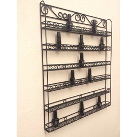 Pana Black Nail Polish Display Organizer Metal Wall Mounted Rack - Fit up to 100 Nail Polish Bottles - For Home Salon Business Spa etc.