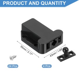 uxcell 4 Pcs Magnetic Push Latches for Cabinet Door, 2.17x1.69 Inch Push to Open Door Latch Cabinet Hardware, Hidden Door Release Drawer Pull on Closet Touch, Plastic Black 55x43mm