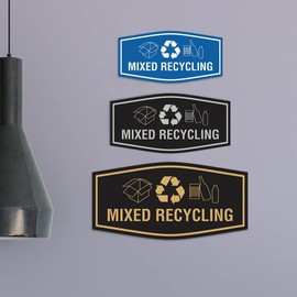 Fancy Mixed Recycling Sign (Brushed Silver) - Large