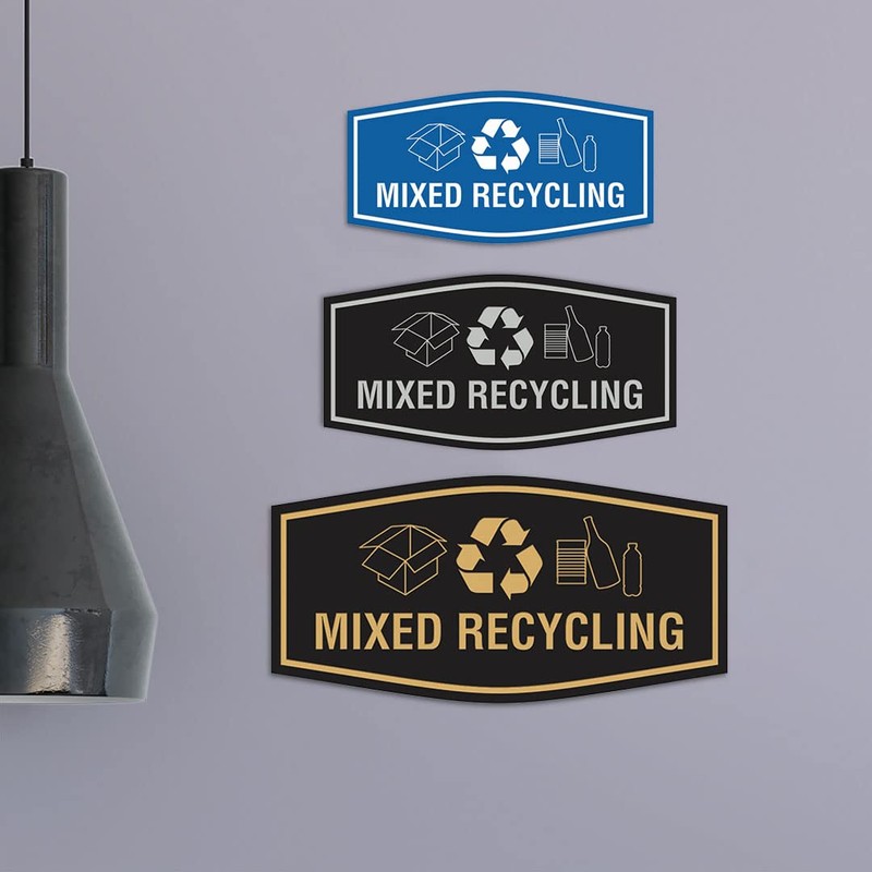 Fancy Mixed Recycling Sign (Brushed Silver) - Large