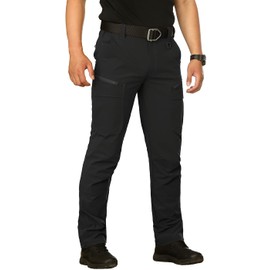 NAVEKULL Men's Lightweight Tactical Pants Quick Dry Work Cargo Pants for Men Hiking Outdoor Pants Summer Fishing Military Trousers with Zipper Pockets Black