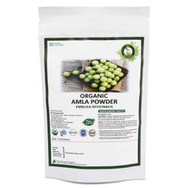 R V Essential Organic Amla Powder 200gm/ 7.05oz/ 0.44lb- Emblica Officinalis Amla Fruit Powder For Hair USDA Organic Certified Ayurvedic Herbal Supplement in Resealable and Reusable Zip Lock Pouch