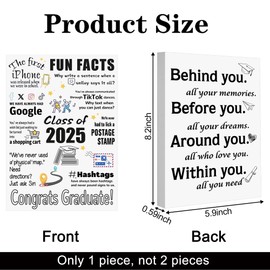 Roetyce Class of 2025 Graduation Decorations, Congrats Grad Wooden Sign Poster Centerpiece(1PC Duplex Printing), Graduation Gift Women Men, Behind You All Your Memories Elegant Keepsake for Graduates