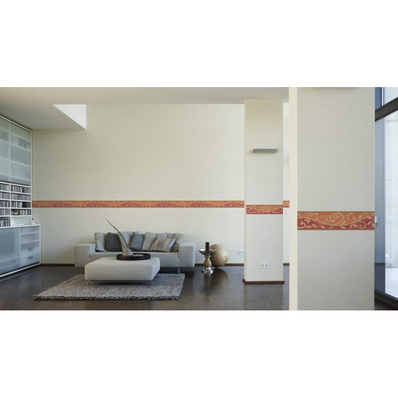 A.S. Création Border Paper Border with Wonderful Flowers in Orange,