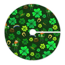 Moudou St. Patrick's Day Tree Skirt Clover Christmas Tree Skirt for Holiday Party Decoration 36 Inch