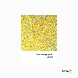 Hemway Chunky Glitter 105g/3.7oz Mixed Craft Glitter Powder Sequin Metallic Flakes for Nail Art Body Face Eye Hair Festival, Epoxy Resin Tumblers Crafts, Party Decor - Gold Holographic Mix