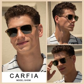 CARFIA Polarized Sunglasses for Men UV400 Protection - Classic Pilot Design Acetate Sun Glasses for Driving Fishing Outdoor CA5355