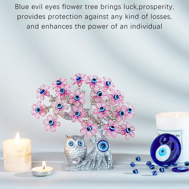 7.4'' Turkish Blue Evil Eye Tree Feng Shui Owl Decorative