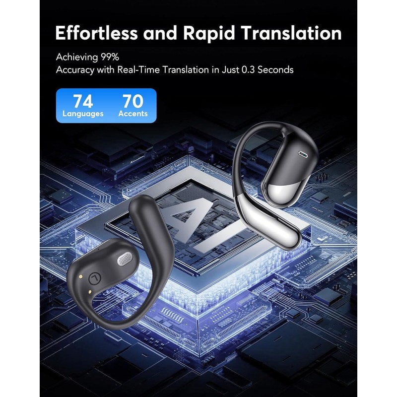 Paekole AI Translator Earbuds Real-Time 144 Languages & Accents, 3-in-1