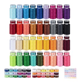 ilauke - Juego de 72 hilos de coser con bocinas preenrolladas, 36 colores de hilo de 550 yardas para coser + 36 bocinas de 50 yardas a juego, ideal para suministros de costura y manualidades en el