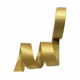 QIANF 1 Inch Wide Double Face Satin Ribbon No Fading Woven Ribbon - 25 Yard (687-Gold)