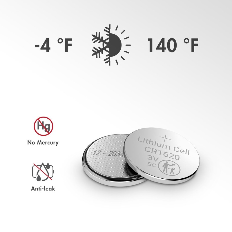 Tenergy CR1620 3V Lithium Button Cell Battery, for Car Keys,