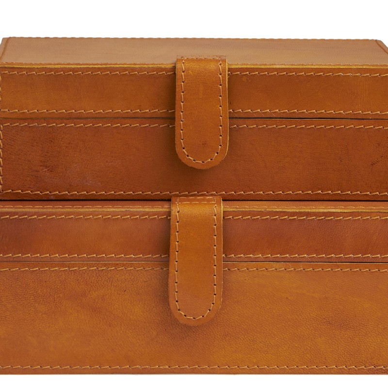 Deco 79 Leather Handmade Decorative Box Storage Decorative Keepsake Boxes