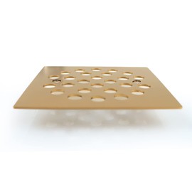 Poyde 4-1/4 Inch Screw-in Square Floor Drain Cover Replacement Shower Grates with Screws (Brushed Golden)