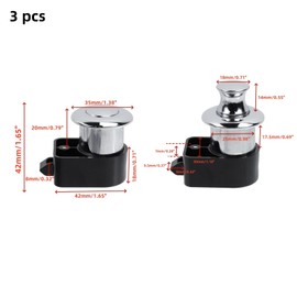 UTALIND 3 Pcs Push Button Cabinet Latch Lock, Keyless Embedded Round Button RV Drawer Latches and Catches, Zinc Alloy Push Lock for RV, Yachts, Motorhome