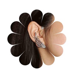 Inilbran Punk Crystal Wing Ear Cuff Wrap Earrings Silver Rhinestone Cuff Crawler Earrings Rhinestone Wing Clip Wrap Earrings CZ Wing Ear Climber Earrings Jewelry for Women and Girls(Right)