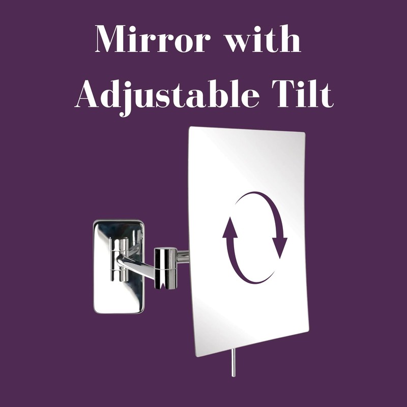 JERDON Wall Mount Makeup Mirror with 5X Magnification - 8.75”