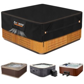 Enzeno Outdoor SPA Hot Tub Cover Waterproof Square 73 x 73 inch fit 72 x 72 or 71 x 71 or 70 x 70 or 6 ft x 6 ft 420D Heavy Duty Cub Hot Tub Lid Protectors Protective Cover Cap