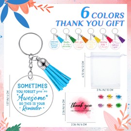 Otuuz 12 Set Thank You Gifts Bulk Employee Appreciation Gifts Acrylic Inspirational Keychains with Tassels Organza Bags Cards Leaving Gifts for Women Teachers Colleagues Volunteer Staff(Appreciation)