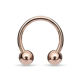 TinyStudio Rose Gold Horseshoe Septum Ring - 6mm, Stainless Steel, Hypoallergenic, Captive Bead Design