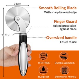 Premium Pizza Cutter Wheel, Stainless Steel Sharp Pizza Slicer,Smooth Rotating Pizza Cutter Wheel with Non-Slip Ergonomic Handle,Black