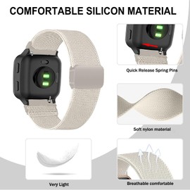 VELULYX Nylon Magnetic Strap Compatible with Garmin Venu 2 Plus, 20 mm Elastic Band for Garmin Venu Sq/Sq Music/Venu Sq 2/Sq 2 Music/Venu/Vivoactive 3/Vivoactive 5/Vivomove HR/Forerunner 55 245 645
