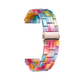 Resin Watch Bands Replacement Watch Straps for Men Women 14 Colors Quick Release Lightweight Wrist Bands in 3 Sizes 18/20/22mm Fashion Skin-Friendly Watch Bracelets Smartwatch band (Rainbow, 20mm)