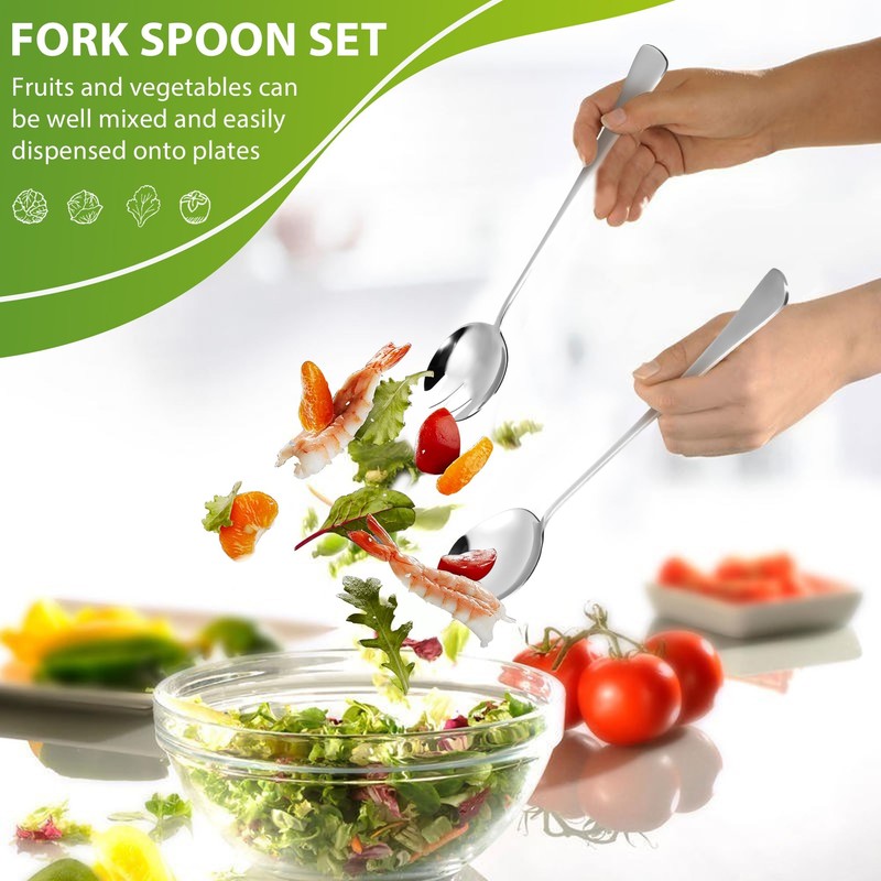 HUATEEN Stainless Steel Salad Servers Set,2 PCS Salad Spoon and