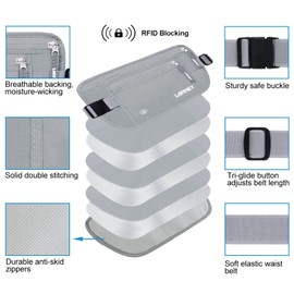 Money Belt for Travel, Slim RFID Blocking Women and Men Hidden Travel Pouch Under Clothes, Passport Holder Protect Cash, Documents, Credit Card, Bonus 2 RFID Sleeves