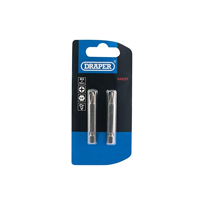 Draper 64314 No.1 1/4" Hex Cross Slot Insert Bit 75mm