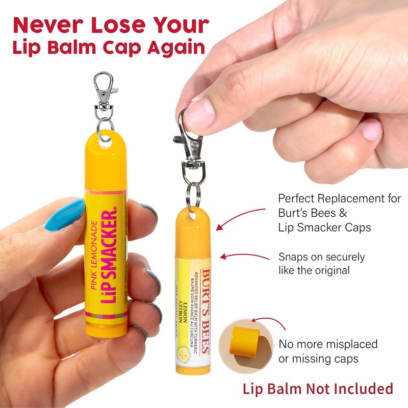 9 Pcs Keychain Cap - Chapstick Holder For Burt's Bees