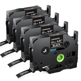 MarkField TZe-335 12mm 0.47 Compatible with Brother P-touch Tapes, White on Black H107 H100LB Label Tape, TZe335 TZ Tape, for Brother PT-H110 H105 1000 1010 D400 D200 H110 E110, Pack of 4