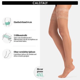 BRIDE HOLD UPS WOMAN | STAY UP STOCKINGS WHITE LACE | MADE IN ITALY (S, Natural Nude)