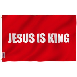 Anley Fly Breeze 3x5 Foot Jesus is King Flag - White Christian Flags Polyester