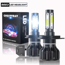CHUSYYRAY 4side H4 9003 LED Headlights Bulbs Conversion Kit High Low Beam 60W 6000K White