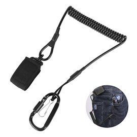 Elastic Spiral Cable with Carabiner, Extendable Tool Strap, Paracord Tactical Lanyard, Spiral Key Pendant, Safety Rope with Fastening, Suitable for Hiking, Climbing, Camping, Outdoor