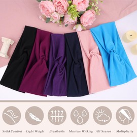 XTREND 6 Pcs Women's Twisted Cross Elastic Yoga Workout Non-Slip Sweat Soft Solid Color Simple Versatile Hair Accessory Headbands