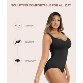 Lover-Beauty Shapewear Bodysuits for Women, Tummy Control Body Suits V Neck Seamless Sculpting Body Shaper