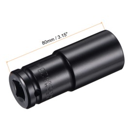 sourcing map 1/2" Drive by 23mm Deep Impact Socket, Heat-Treated CR-V Steel 3.15" Length, 6-Point Metric Sizes