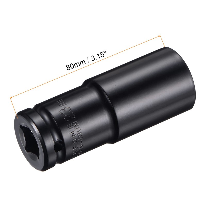 sourcing map 1/2" Drive by 23mm Deep Impact Socket, Heat-Treated