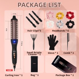 ZASMAR 1.5″ Ceramic Thermal Brush with 10 Temperature Settings, Heated Round Brush for Blow Out Look, 30s Fast Curling Iron Dual Voltage, Quick & Easy to Use