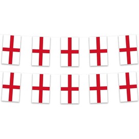 10M/33FT Fabric St Georges England Bunting Polyester Banner 30 Flags for Street Party Football Rugby Cricket Day World Cup Decoration England Sport celebration, Street party, BBQ Party and more(1)