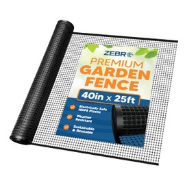 3/4" Square Mesh Plastic Fence Roll (40" x 25' - Black) - Unobtrusive 40 Inch High Temporary Garden Fencing Netting to Protect Plants, Patio, Porch, Yards and Outdoor Spaces from Deer & Animals