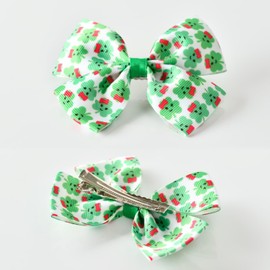 3pcs St. Patrick's Day Hair Bows Clips Green Clover Alligator Hairpins for Girls Teens Toddlers Kids Shamrock Irish Party Dress Decor Accessories (St Patrick E)