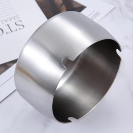 Premium Stainless Steel Windproof Ashtray for Outdoor & Indoor Use, Cool Home Vintage Ash Trays Perfect for Outside (Steel)