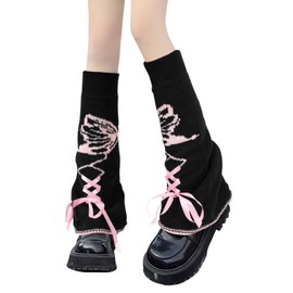 XEPST Pink Leg Warmers Kawaii Socks Flared Leg Warmers for Girls Harajuku Japanese Boot Socks Women's Knee High Socks Cosplay Accessories